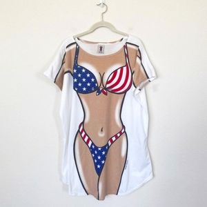 American Flag bikini Swimsuit cover-up
